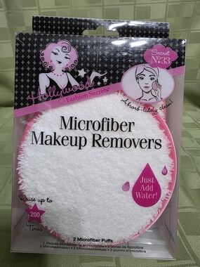 Hollywood Fashion Secrets Microfiber Makeup Remover Puff - White/Pink